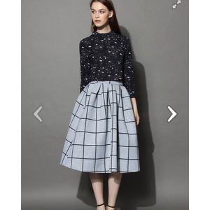 Grey & Black Full A-Line Skirt